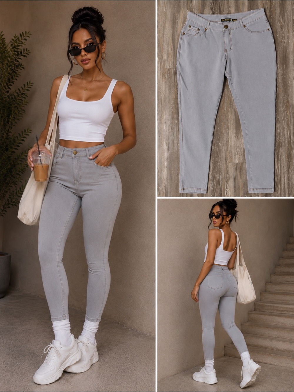 like an angel Light Beige Jeans with Gold Label
